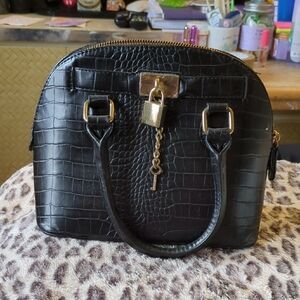 Aldo Elegant Black Croc-Embossed Handbag